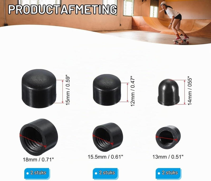 Laad afbeelding in Galerijviewer, Skateboard pivot cups 3 maten 12 16 en 18 mm van PU – truck bushings – skateboard onderdelen - happygetfit.com
