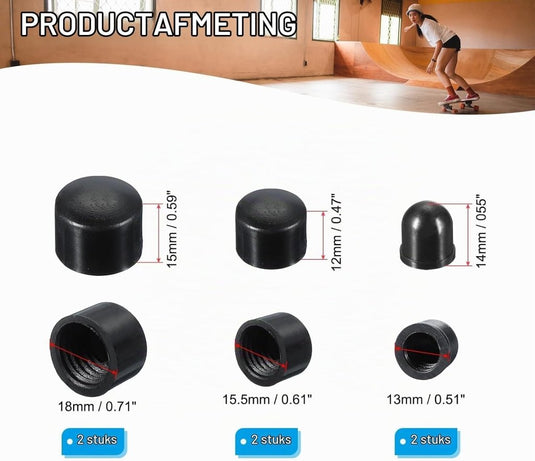 Skateboard pivot cups 3 maten 12 16 en 18 mm van PU – truck bushings – skateboard onderdelen - happygetfit.com
