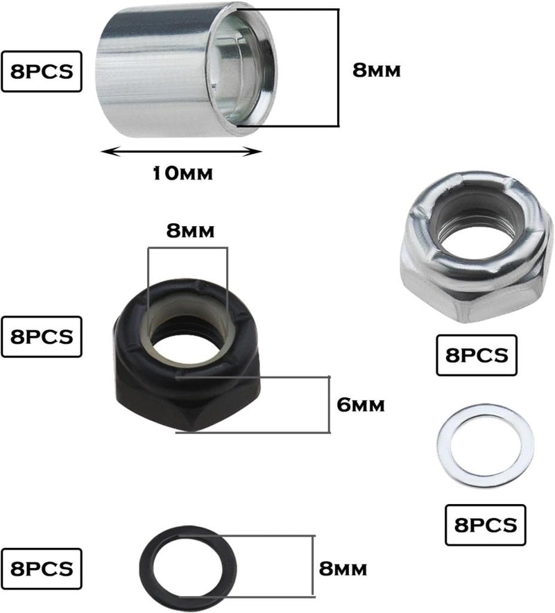 Laad afbeelding in Galerijviewer, Skateboard truck rebuild kit 32-delig zwart zilver - happygetfit.com

