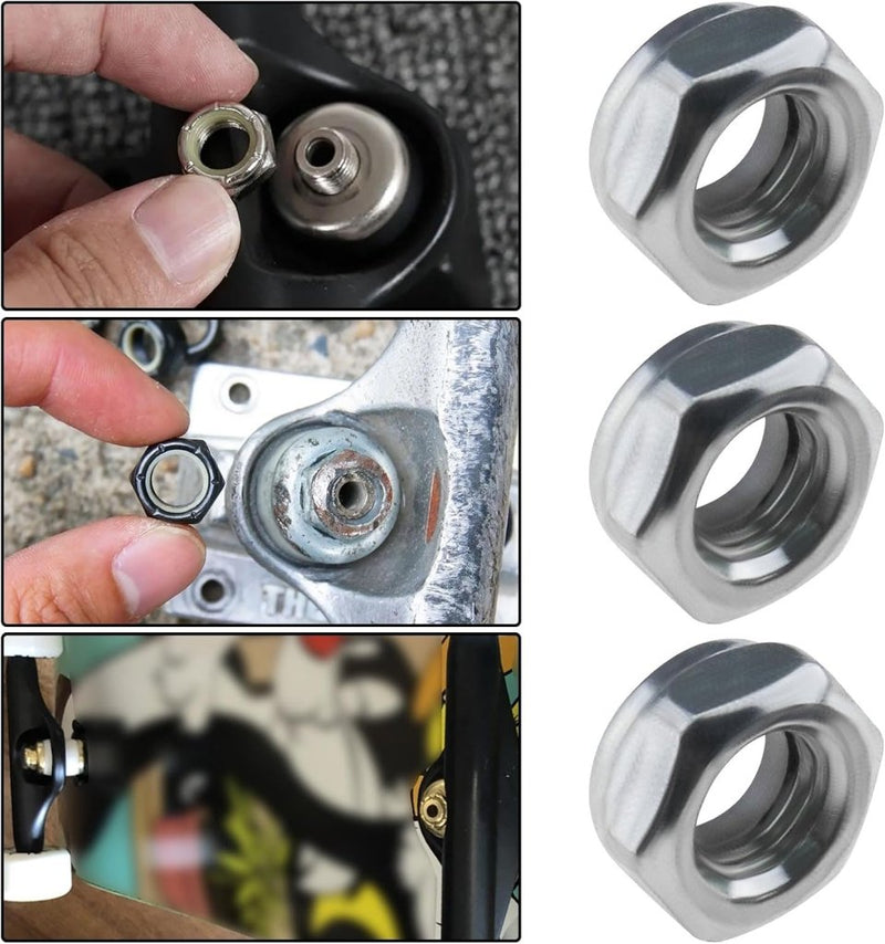 Laad afbeelding in Galerijviewer, Skateboard truck rebuild kit 32-delig zwart zilver - happygetfit.com
