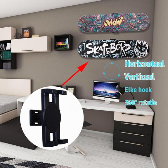 Skateboard wandhouder 360° draaibaar 2 stuks tot 15 kg – deck displayhouder – skate accessoires - happygetfit.com