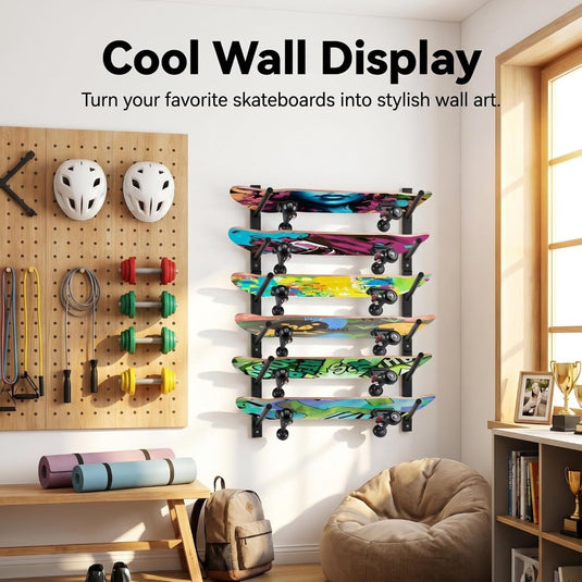 Skateboard wandhouder horizontaal zwart - happygetfit.com