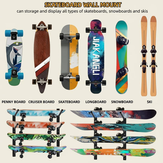 Skateboard wandhouder horizontaal zwart - happygetfit.com