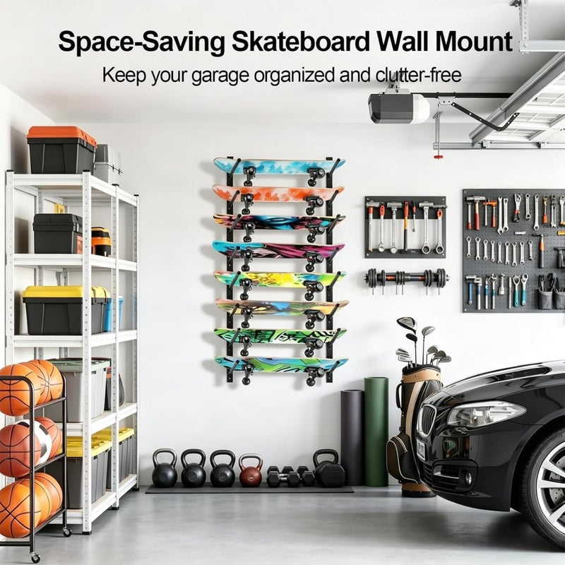 Laad afbeelding in Galerijviewer, Skateboard wandhouder horizontaal zwart - happygetfit.com
