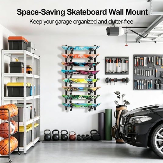Skateboard wandhouder horizontaal zwart - happygetfit.com