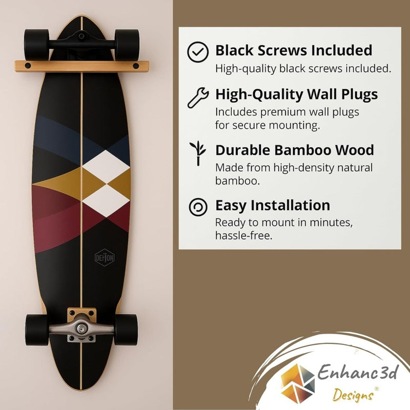 Laden Sie das Bild in Galerie -Viewer, Skateboard wandhouder van bamboe voor skateboard longboard en snowboard – verticale boardhouder - happygetfit.com
