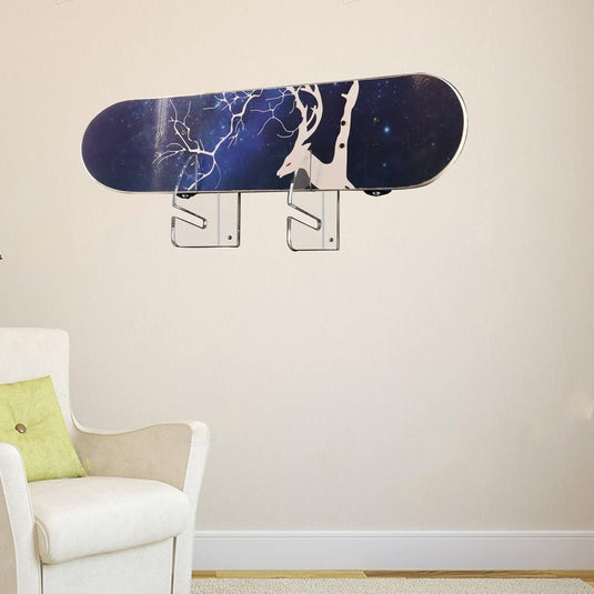 Skateboard wandhouder van transparant acryl – horizontaal boardrek – longboard skateboard accessoires - happygetfit.com
