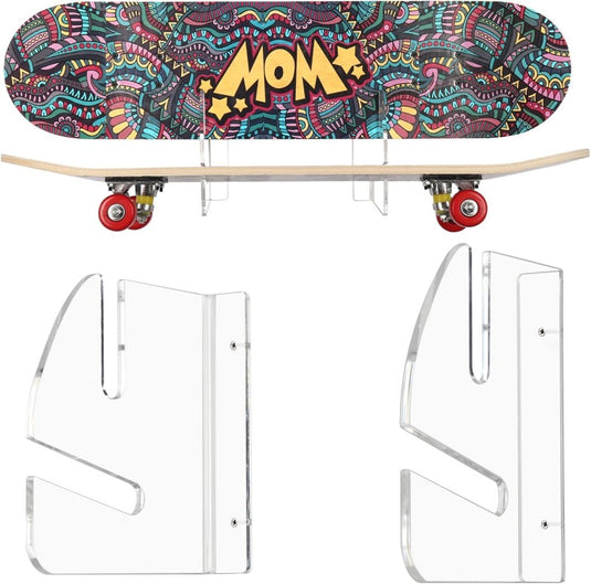 Skateboard wandhouder van transparant acryl – horizontaal boardrek – longboard skateboard accessoires - happygetfit.com