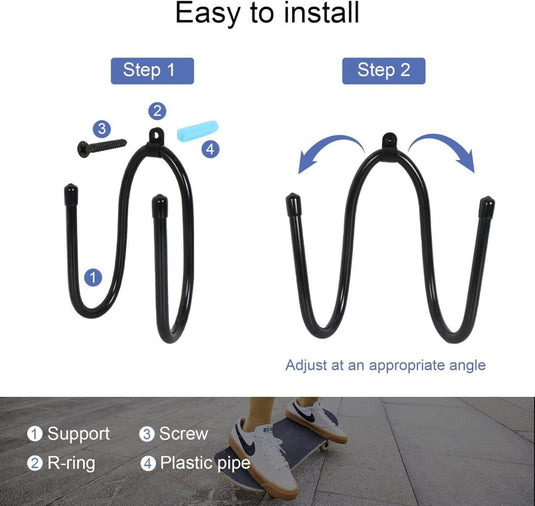 Skateboard wandhouders set van 2 zwart - happygetfit.com