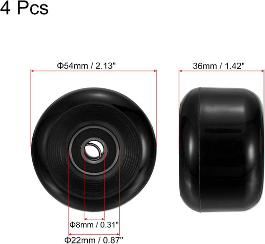 Skateboard wielen 54 mm met ABEC-9 lagers (4 stuks) - Soft wheels 85A voor straat & cruiser - Skateboard wielen vervanging - happygetfit.com