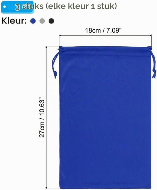 Skibril opbergtassen 3 stuks 27 x 18 cm van microvezel – brillenzakjes – ski snowboard accessoires - happygetfit.com