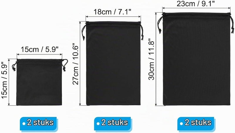 Load image into Gallery viewer, Skibril opbergzakken 6 stuks van microvezel met trekkoord – beschermhoesjes – ski snowboard accessoires - happygetfit.com
