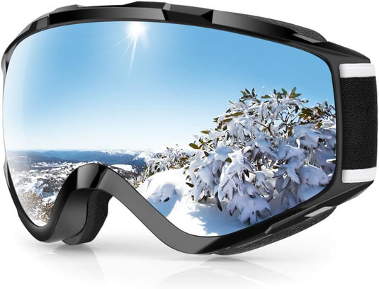 Skibril,Skibrillen Dames Heren Volwassenen voor Brildragers OTG,UV Bescherming Anti Mist Ski Goggles Bolvormige Spiegel - happygetfit.com