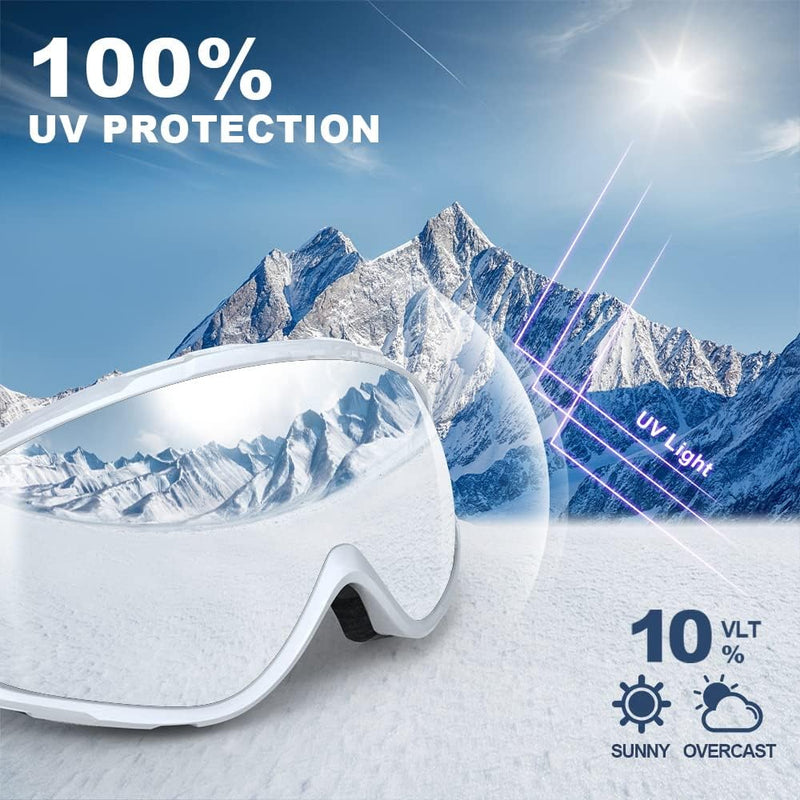 Laad afbeelding in Galerijviewer, Skibril,Skibrillen Dames Heren Volwassenen voor Brildragers OTG,UV Bescherming Anti Mist Ski Goggles Bolvormige Spiegel - happygetfit.com
