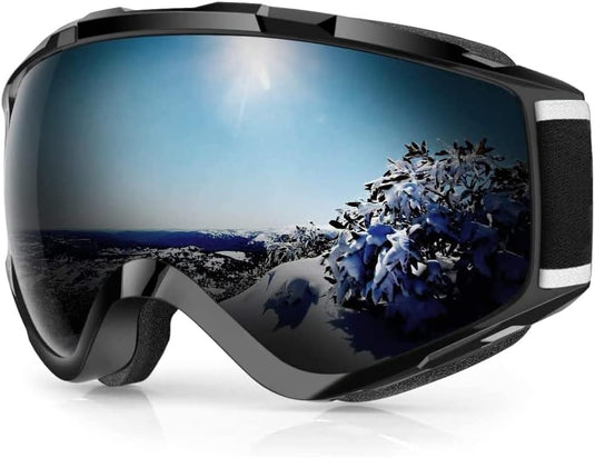 Skibril,Skibrillen Dames Heren Volwassenen voor Brildragers OTG,UV Bescherming Anti Mist Ski Goggles Bolvormige Spiegel - happygetfit.com