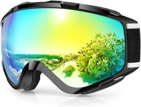 Skibril,Skibrillen Dames Heren Volwassenen voor Brildragers OTG,UV Bescherming Anti Mist Ski Goggles Bolvormige Spiegel - happygetfit.com