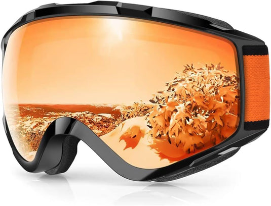 Skibril,Skibrillen Dames Heren Volwassenen voor Brildragers OTG,UV Bescherming Anti Mist Ski Goggles Bolvormige Spiegel - happygetfit.com