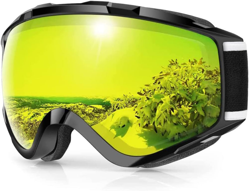 Laad afbeelding in Galerijviewer, Skibril,Skibrillen Dames Heren Volwassenen voor Brildragers OTG,UV Bescherming Anti Mist Ski Goggles Bolvormige Spiegel - happygetfit.com
