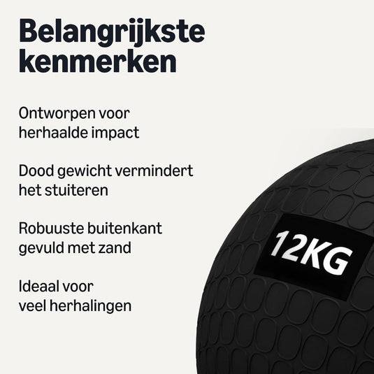 Slam ball met antislip oppervlak en zandvulling 4-12 kg – medicine ball – fitnessbal - happygetfit.com