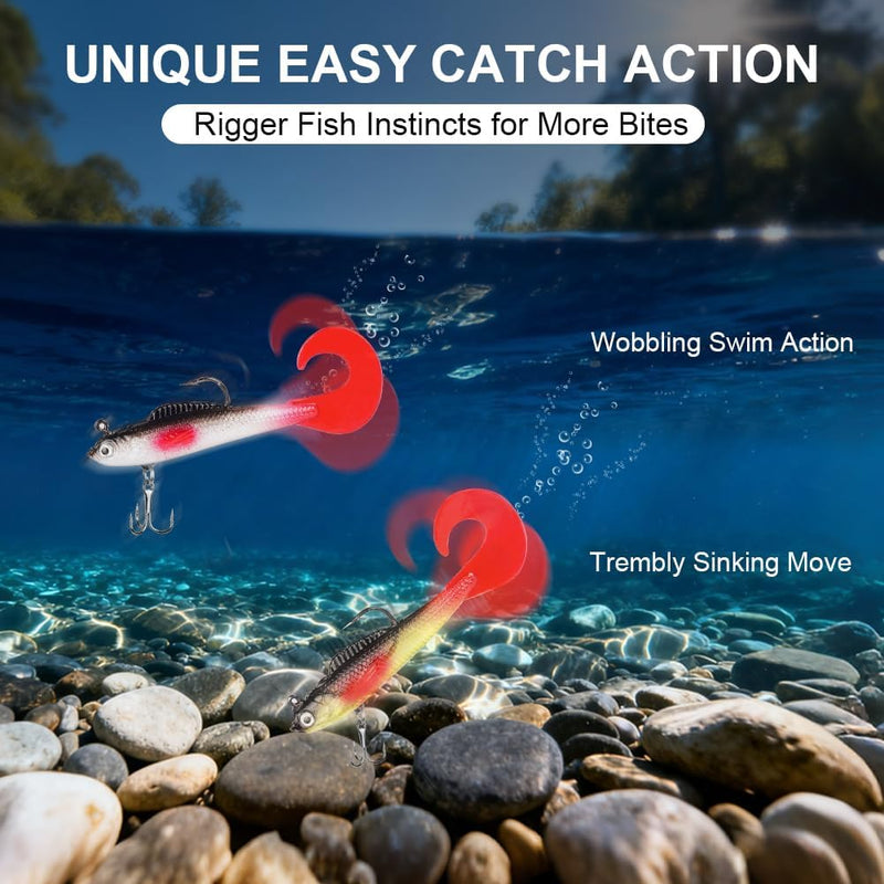 Bild im Galerie-Viewer laden, Softbait kunstaas 9 stuks van flexibel PVC met bewegende staart en scherpe dreggen – swimbaits – roofvislokmiddelen - happygetfit.com
