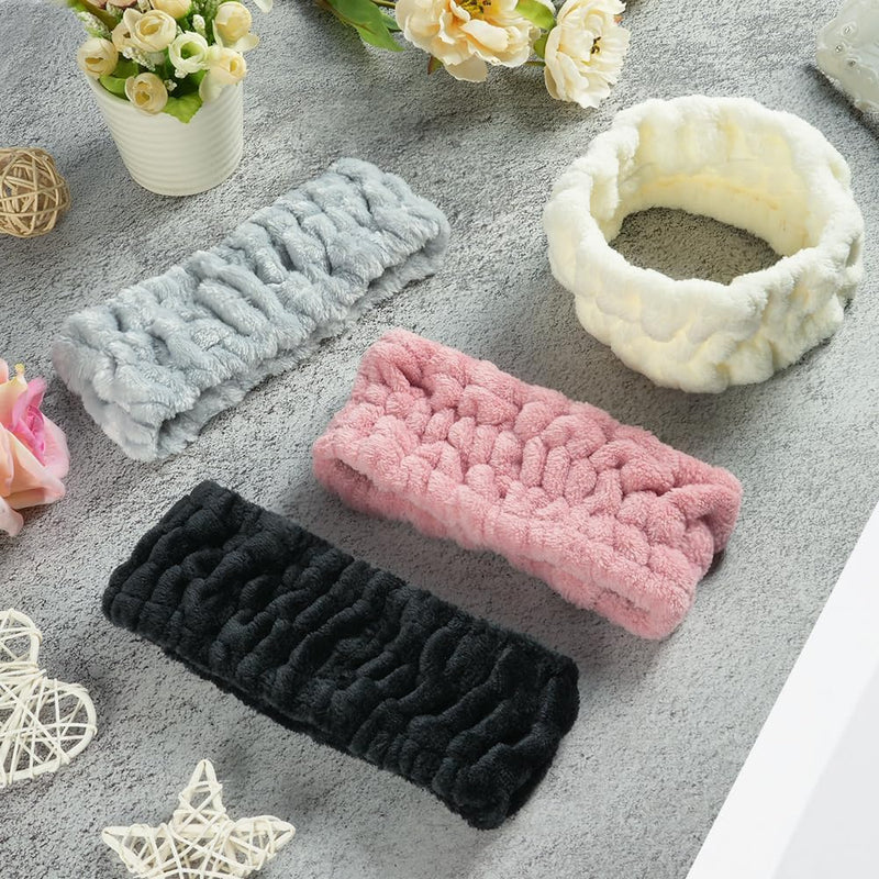 Laad afbeelding in Galerijviewer, Spa hoofdbanden 3 stuks van zacht elastisch koraalfleece 7,5 cm breed voor gezichtsverzorging en yoga – haarbanden – make-upbanden - happygetfit.com
