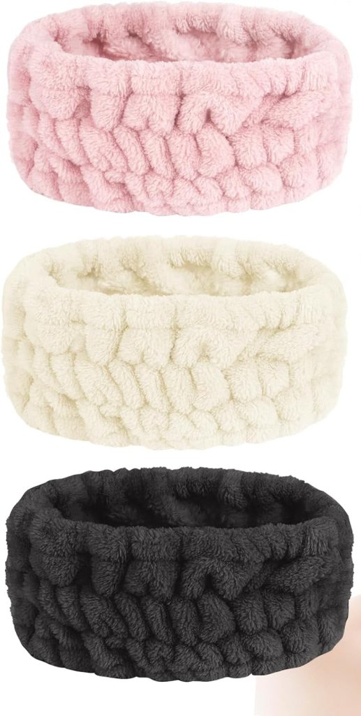 Laad afbeelding in Galerijviewer, Spa hoofdbanden 3 stuks van zacht elastisch koraalfleece 7,5 cm breed voor gezichtsverzorging en yoga – haarbanden – make-upbanden - happygetfit.com
