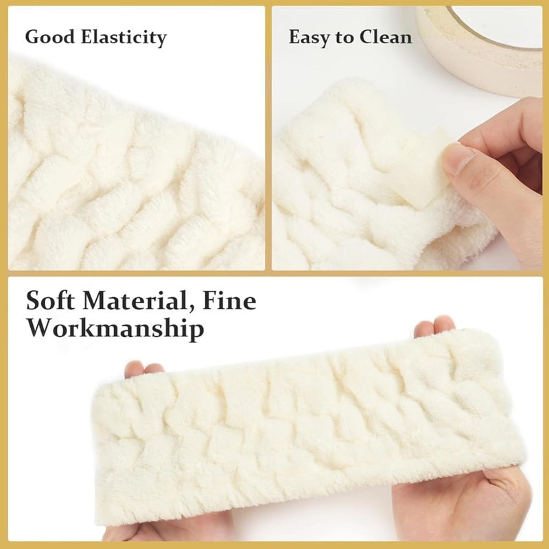 Laad afbeelding in Galerijviewer, Spa hoofdbanden 3 stuks van zacht elastisch koraalfleece 7,5 cm breed voor gezichtsverzorging en yoga – haarbanden – make-upbanden - happygetfit.com
