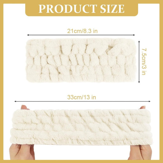 Spa hoofdbanden 3 stuks van zacht elastisch koraalfleece 7,5 cm breed voor gezichtsverzorging en yoga – haarbanden – make-upbanden - happygetfit.com