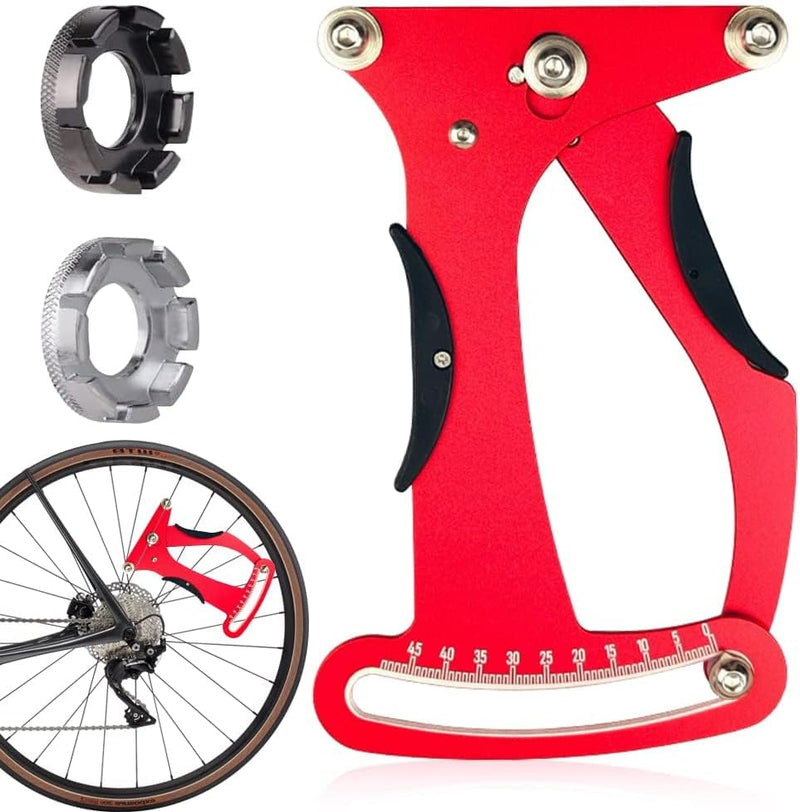 Load image into Gallery viewer, spaakspanningmeter, fietsspaken tensiemeter kalibratiegereedschap fietsreparatiegereedschap met 2 spaaksleutels precies voor fietsbandspaken fabricage of correctie (Rood) - happygetfit.com
