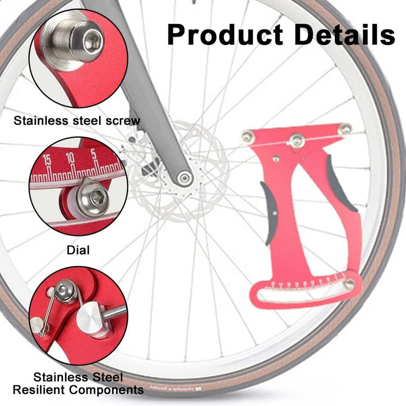 Load image into Gallery viewer, spaakspanningmeter, fietsspaken tensiemeter kalibratiegereedschap fietsreparatiegereedschap met 2 spaaksleutels precies voor fietsbandspaken fabricage of correctie (Rood) - happygetfit.com
