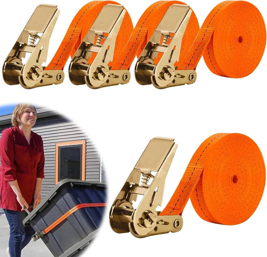 Spanbanden 4 stuks 5 meter met ratel en stalen haken voor ladingzekering – sjorbanden – transportbanden - happygetfit.com