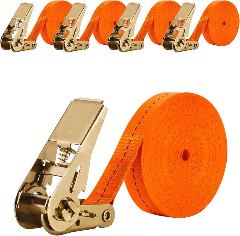 Charger l’image dans la visionneuse de galerie, Spanbanden 4 stuks 5 meter met ratel en stalen haken voor ladingzekering – sjorbanden – transportbanden - happygetfit.com
