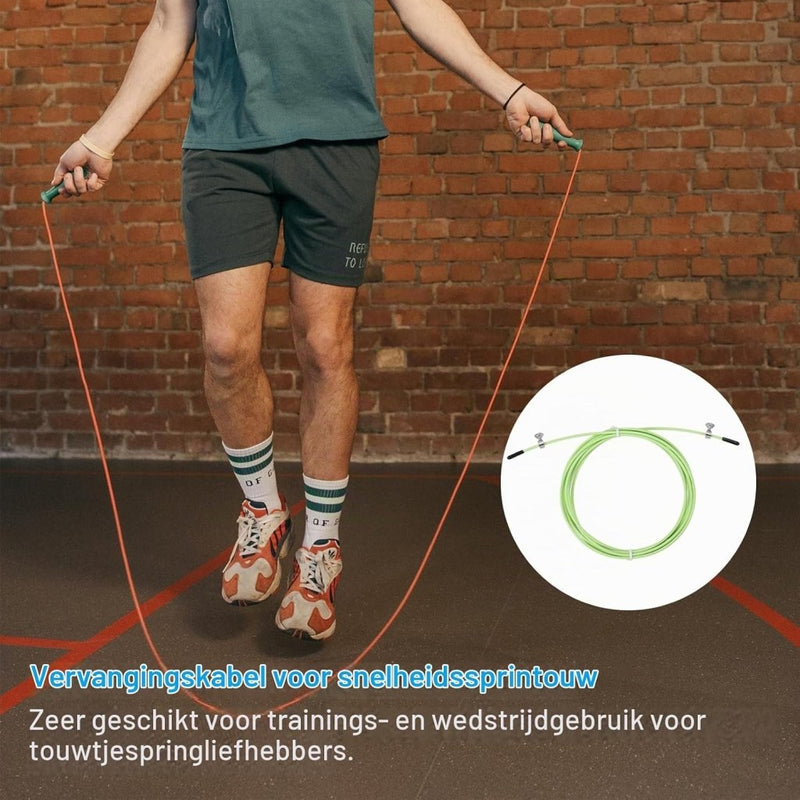 Załaduj obraz do przeglądarki galerii, Speed jump rope vervangingskabel 3 meter x 2,5 mm lichtgroen – springtouw kabel – fitness accessoires - happygetfit.com
