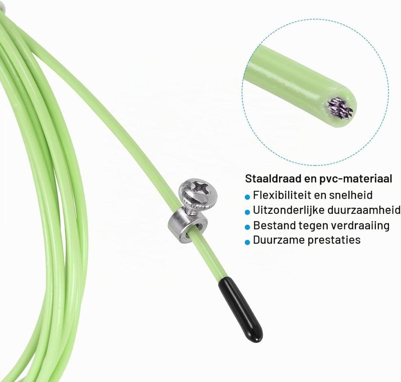 Załaduj obraz do przeglądarki galerii, Speed jump rope vervangingskabel 3 meter x 2,5 mm lichtgroen – springtouw kabel – fitness accessoires - happygetfit.com
