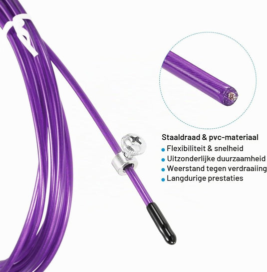 Speed jump rope vervangingskabel 3 meter x 2,5 mm rood – springtouw kabel – fitness accessoires - happygetfit.com