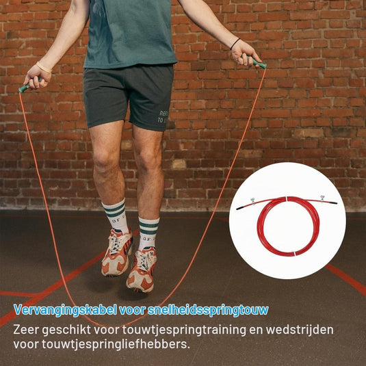 Speed jump rope vervangingskabel 3 meter x 2,5 mm rood – springtouw kabel – fitness accessoires - happygetfit.com