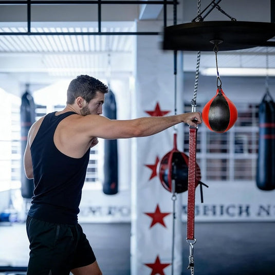 Speed Punch Bag, Leather Speed Ball, Hanging Boxing Punching Ball, Boksballen voor Gym MMA Boksen Sport Punch Bag Volwassen, Double End Boksen Punchingball, Training Speedball Set - happygetfit.com