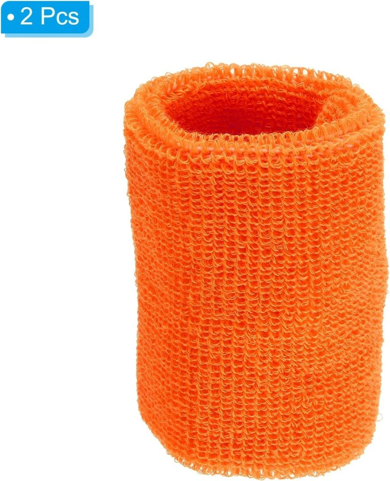 Laad afbeelding in Galerijviewer, Sport polsbandjes 8 x 10 cm 2 stuks oranje – absorberende katoenen zweetbanden – sport accessoires - happygetfit.com
