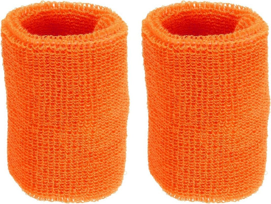 Sport polsbandjes 8 x 10 cm 2 stuks oranje – absorberende katoenen zweetbanden – sport accessoires - happygetfit.com
