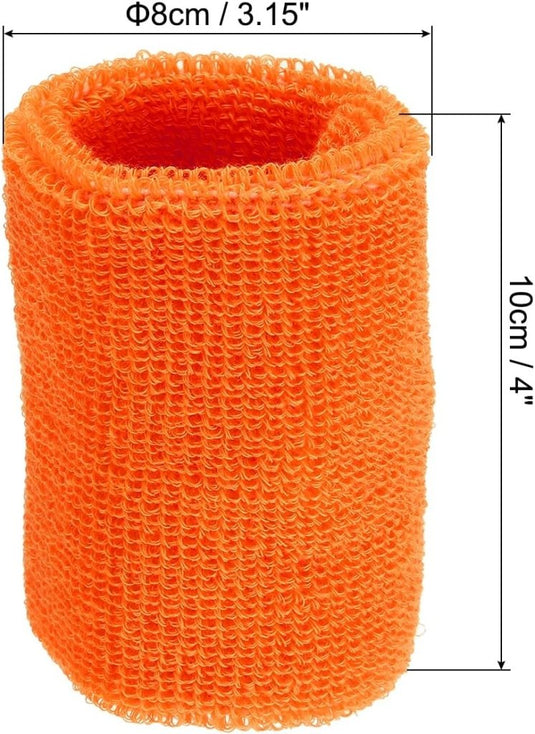 Sport polsbandjes 8 x 10 cm 2 stuks oranje – absorberende katoenen zweetbanden – sport accessoires - happygetfit.com