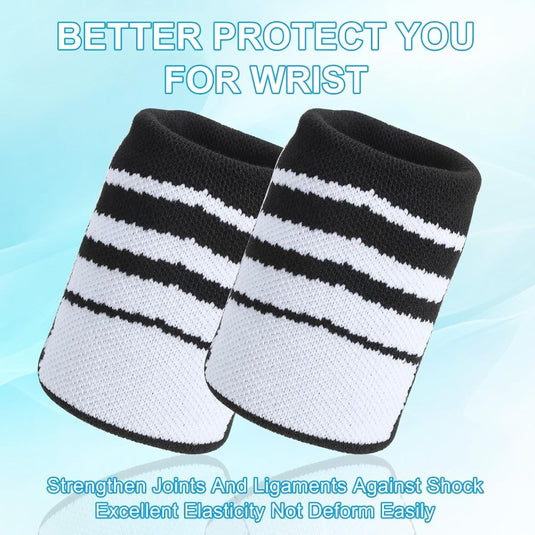 Sport polszweetbanden 2 stuks 9 x 8 cm zwart-wit – absorberende polsbandjes – fitness accessoires - happygetfit.com