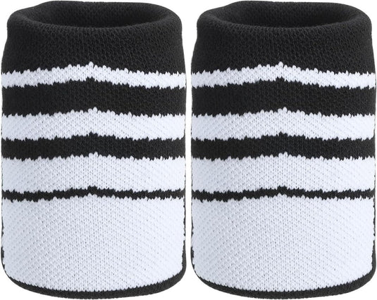 Sport polszweetbanden 2 stuks 9 x 8 cm zwart-wit – absorberende polsbandjes – fitness accessoires - happygetfit.com