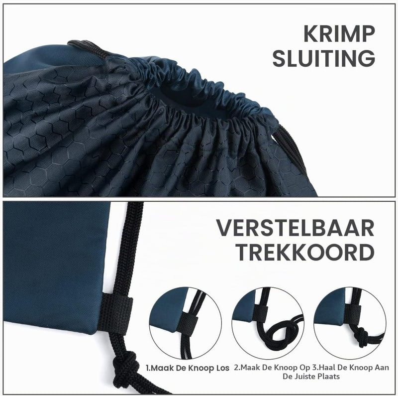 Laad afbeelding in Galerijviewer, Sport rugzak met trekkoord 41 x 33,5 cm van slijtvast Oxford met gaasvak en hoofdtelefoonopening – zwemtas – gymrugzak - happygetfit.com
