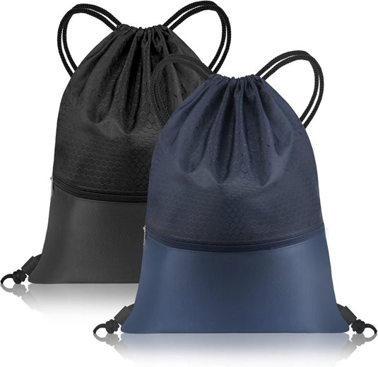 Sport rugzak met trekkoord 41 x 33,5 cm van slijtvast Oxford met gaasvak en hoofdtelefoonopening – zwemtas – gymrugzak - happygetfit.com