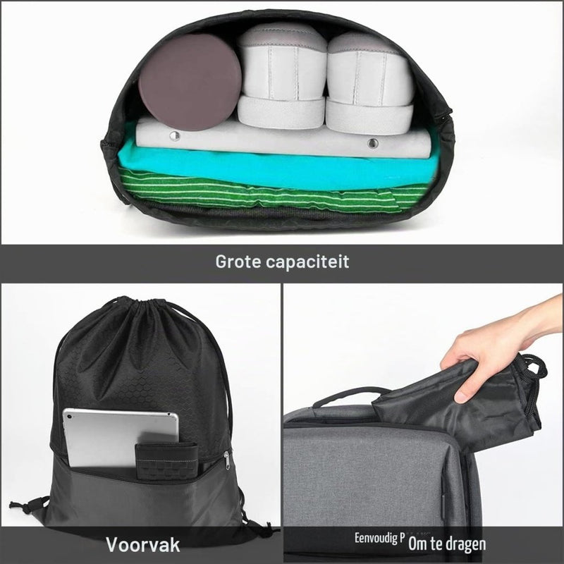 Laad afbeelding in Galerijviewer, Sport rugzak met trekkoord 41 x 33,5 cm van slijtvast Oxford met gaasvak en hoofdtelefoonopening – zwemtas – gymrugzak - happygetfit.com
