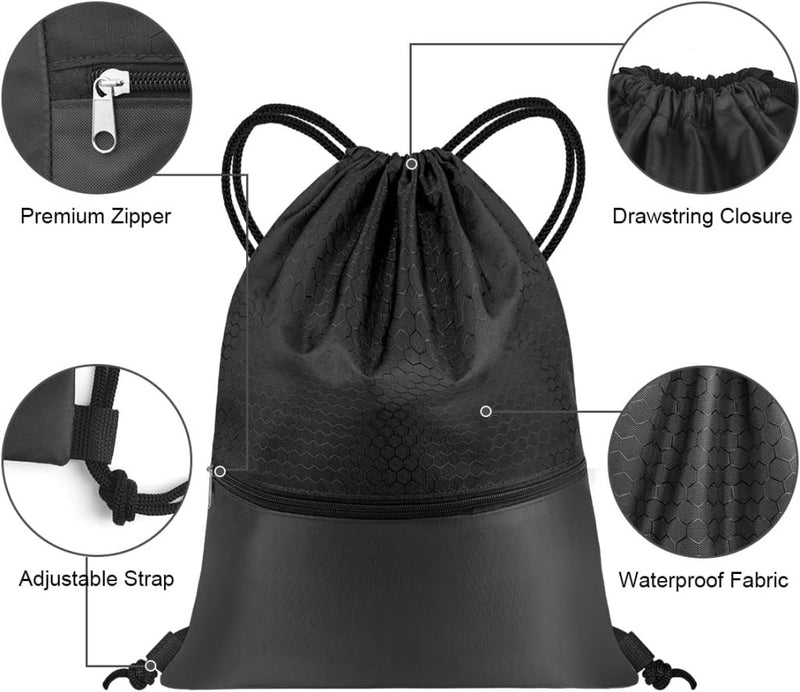 Laad afbeelding in Galerijviewer, Sport rugzak met trekkoord 41 x 33,5 cm van slijtvast Oxford met gaasvak en hoofdtelefoonopening – zwemtas – gymrugzak - happygetfit.com
