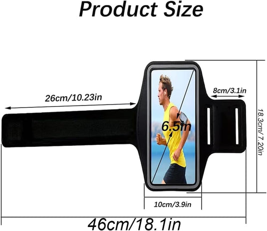 Sportarmband, universeel, verstelbaar, hardlopen, armband, smartphone hardlopen, compatibel met telefoon tot 16,5 cm, voor joggen, fitnessstudio, fietsen, wandelen - happygetfit.com