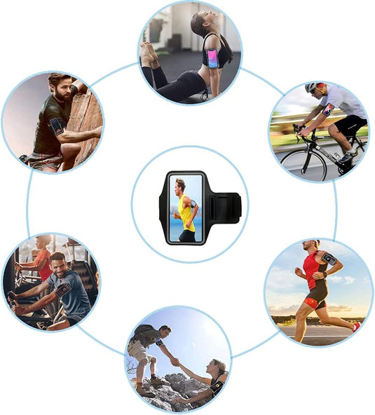 Sportarmband, universeel, verstelbaar, hardlopen, armband, smartphone hardlopen, compatibel met telefoon tot 16,5 cm, voor joggen, fitnessstudio, fietsen, wandelen - happygetfit.com