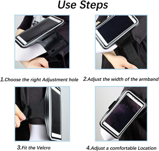 Sportarmband, universeel, verstelbaar, hardlopen, armband, smartphone hardlopen, compatibel met telefoon tot 16,5 cm, voor joggen, fitnessstudio, fietsen, wandelen - happygetfit.com
