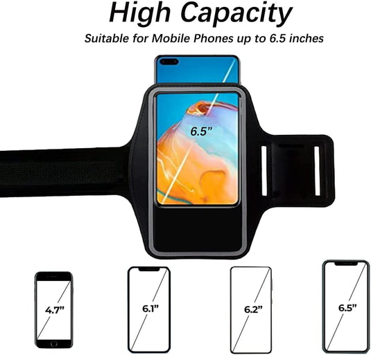 Sportarmband, universeel, verstelbaar, hardlopen, armband, smartphone hardlopen, compatibel met telefoon tot 16,5 cm, voor joggen, fitnessstudio, fietsen, wandelen - happygetfit.com